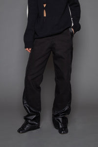 Vegan Leather Contrast Denim Pants Pants MODU Atelier 