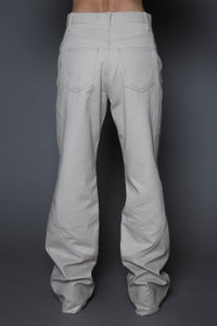 Vegan Leather Contrast Denim Pants Pants MODU Atelier 