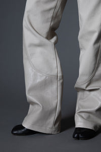 Vegan Leather Contrast Denim Pants Pants MODU Atelier 