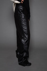 Vegan Leather Contrast Denim Pants Pants MODU Atelier 
