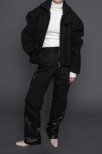 Vegan Leather Contrast Denim Pants Pants MODU Atelier 