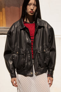 Vintage Inspired Vegan Leather Jacket, Black Outerwear MODU Atelier 