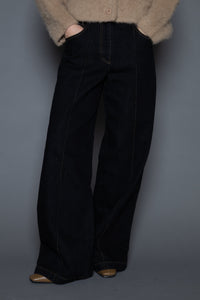 Wide Leg Dark Wash Denim Jean Pants MODU Atelier 