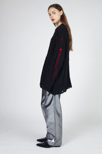 Wool Blend Distressed Sweater, Black Sweater MODU Atelier 