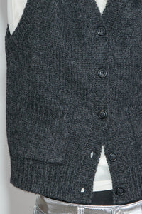 Wool Sweater Vest, Dark Grey Woven Vest MODU Atelier 
