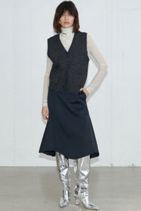 Wool Sweater Vest, Dark Grey Woven Vest MODU Atelier 