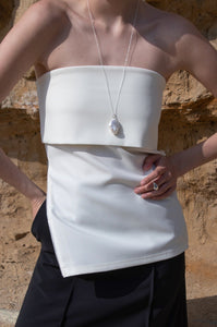 XL Single Pearl Necklace Sterling Silver Necklace MODU Atelier 