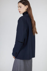Zip Detail Blazer, Navy Outerwear MODU Atelier 